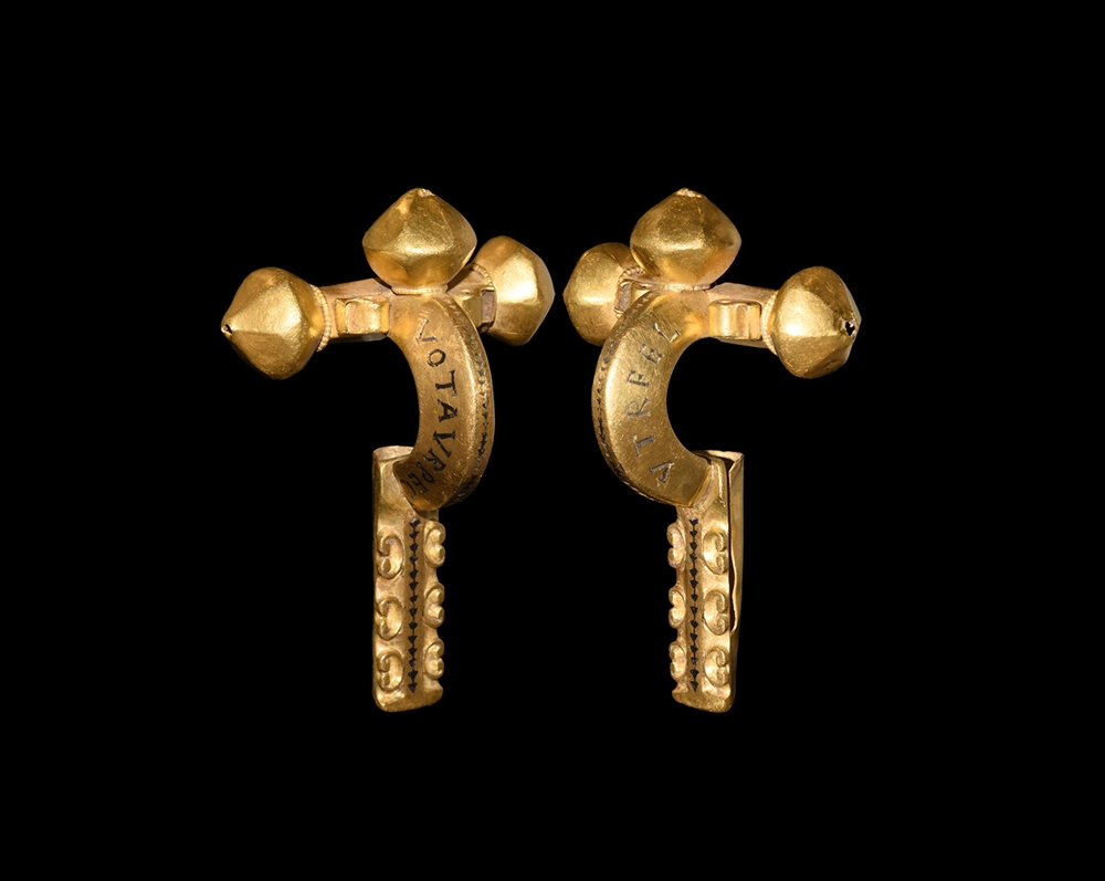 Roman Gold Inscribed Crossbow Brooch
