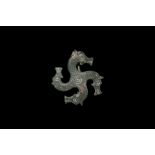 Roman Horse Heads Plate Brooch