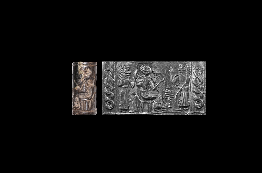 Western Asiatic Old Babylonian Period Cylinder Seal with Figures - Image 2 of 2