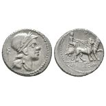 Ancient Roman Republican Coins - M. Volteius M. f. - Cybele Denarius