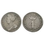 English Milled Coins - Anne - 1708 - Groat