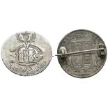 English Milled Coins - Victoria - Monogram 1881 Engraved Halfcrown Coin Brooch