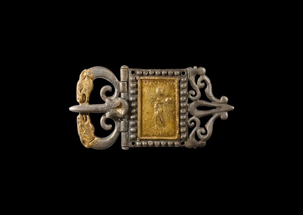 Roman Gilt Sol Invictus Buckle with Beast Heads