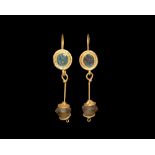 Roman Gold Earrings with Drops