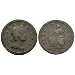 English Milled Coins - George I - 1717 - Dump Halfpenny