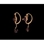 Roman Gold Earrings with Garnets