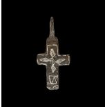 Viking Cruciform Pendant with Inlaid Design