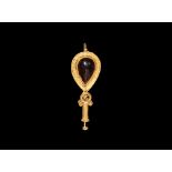 Roman Large Gold and Garnet Earring