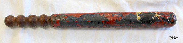 A C19th Civil Truncheon, pre formal police force painted and marked to reassure you that you were