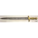 A Model 1831 French Foot Artillery short sword with brass hilt and stamped 670 to the crossguard