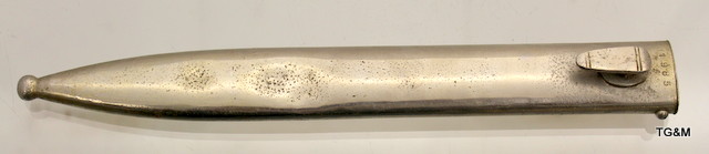 A WW2 chrome plated German parade bayonet with its original scabbard. The sabbard is marked EUF - Image 6 of 7