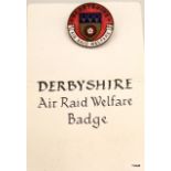 A rare WW2 Derbyshire Air Raid Welfare gilt and enamel lapel badge