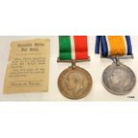 A WW1 Mercantile Marine medal pair with original envelope named to Samuel J Reason