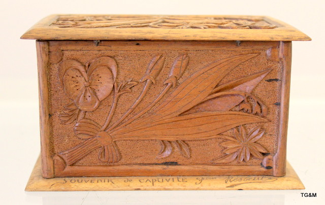 A WW1 P.O.W carved wooden box. Dyrotz Camp, Germany September 1915 - Image 4 of 4