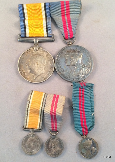 A Delhi Durbar WW1 medal group including miniatures Capt J L Stronach issued in 1911( not many