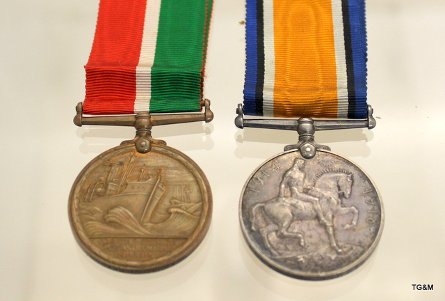 A WW1 Mercantile Marine medal pair with original envelope named to Samuel J Reason - Image 2 of 2
