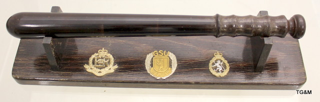 A collection of military plaques and others  & a truncheon on a stand presented to Major General P. - Image 2 of 4