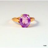 A 9ct gold antique style amethyst ring size t