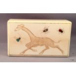 A bone Shibayama trinket box depicting a giraffe