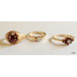 3 x 9ct gold rings