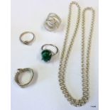 Mix Silver Jewellery Rings Chains Etc