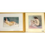 2 signed watercolours of nudes