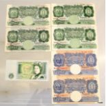 A Collection of 7 English £1 bank notes