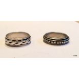 2 Mens Silver Ring Size W+