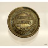 An early 20th century French Municipal or Rural Post Office pressed brass badge 5cms by 7cms.