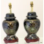 A pair of Oriental style lamp conversions