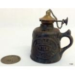Victorian Miners oil safety lamp by Wells and miners Pit token Binley Unit