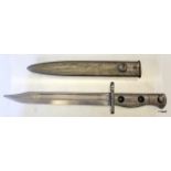 L1A3 SLR bayonet and scabbard in good used condition marked l1A3 960-0257B on both sides of grip