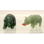 A pair of Inuit Eskimo carved jade polar bears