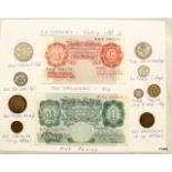 A collection of coins from 1940s' and later