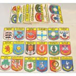 A collection of stick on football badges from 1960's and 70's by Fasprini