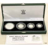 A 1997 silver proof Britannia 4 coin set