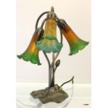 An Art Nouveau Tiffany style lily pad lamp