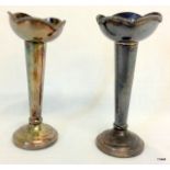 A pair of hallmarked silver posey vases