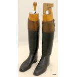 A pair of leather Riding Boots with wooden trees