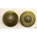 Two military brass belt buckles believed to be Japanese Army 45mm diameter