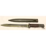 A 3rd Reich knife bayonet in its steel scabbard 16 inches overall