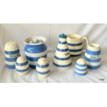 T.G Green Cornishware and other blue and white striped items
