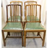 4 x green seated dining chairs