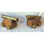 A pair of reproduction ships cannons barrels 20cm long