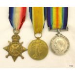 A WW1 1914 Mons Star medal trio named to CMT-1632 Private L Defriend of the Army Service Corps