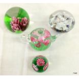 4 x glass paperweights