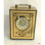 A Swedish Leather Cased Mantle Clock With Gilt Decoration to The Case (German Movement) 13 x 10 x