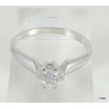 18ct white Gold Diamond Solitaire Ring Approx 0.25Ct Size N