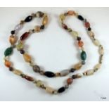 An agate hard stone necklace 90cm long
