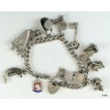 Silver Charm Bracelet With 12 Charms